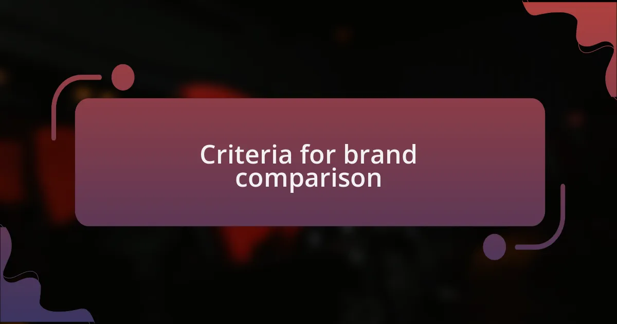 Criteria for brand comparison