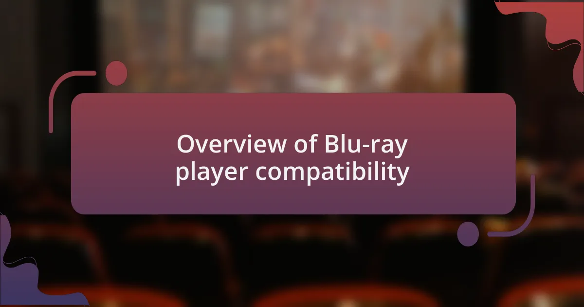 Overview of Blu-ray player compatibility